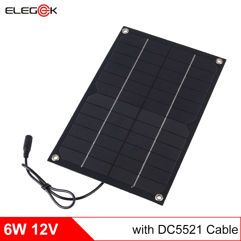 

ELEGEEK 6W 12V Semi Flexible Solar Cell with DC Output + DC Cable 250*170mm Mini Solar panel for DIY Solar System and Education