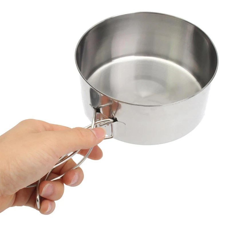 8Pcs/set Portable Stainless Steel Outdoor Picnic Pot Pan Kit Camping Backpacking Cookware Set  for Hiking Camping Travel