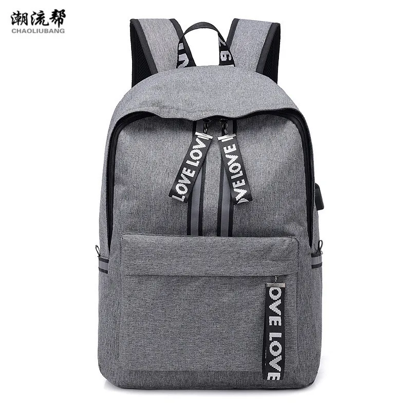 

New USB Charging Laptop Backpack Men Waterproof Reflective Backpack Women Letter Leisure Travel School Mochila Feminina Bagpack