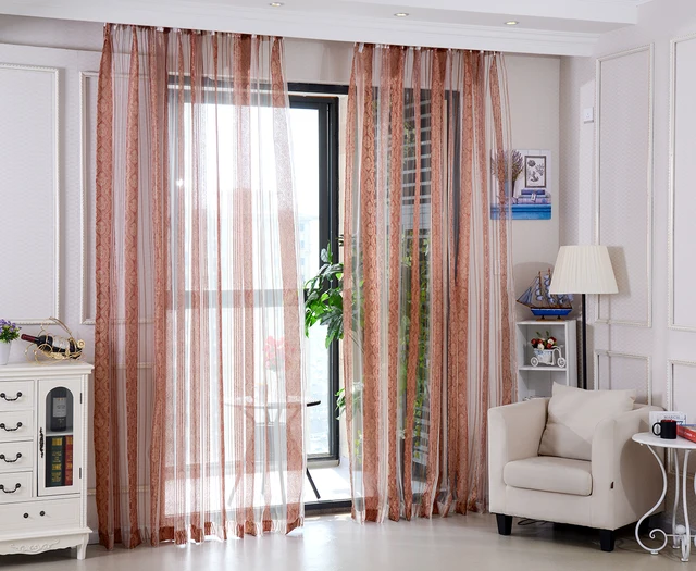 MYRU Hohe Qualität Bestickt Gardinen, rot gestreiften Fenster ... MYRU Hohe Qualität Bestickt Gardinen, rot gestreiften Fenster ...