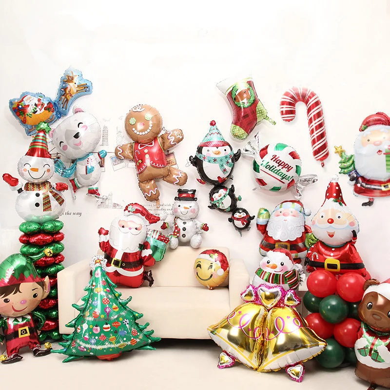 

Merry Christmas Party Decoration Helium Foil Balloon Big Snowman Santa Claus Xmas Tree Deer Cane Sock Decor Gift for Kids baloon