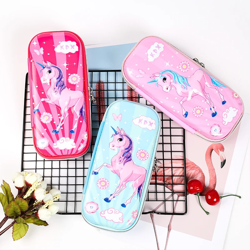 

TOPSTHINK Beautiful unicorn pattern pencil pouch cute multi-inter layer pencil bag with gauze layer durable pencil case