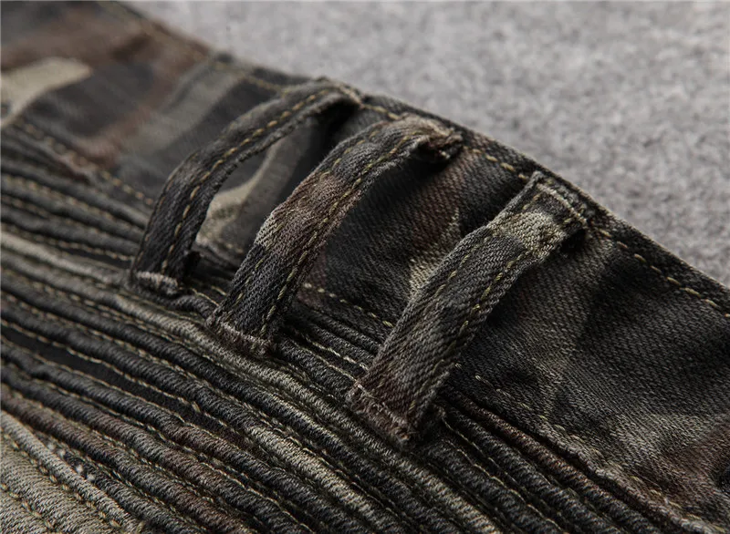 Новые Брендовые мужские камуфляжные байкерские джинсы в европейском и американском стиле мужские мотоциклетные камуфляжные военные Классический прямой крой джинсы
