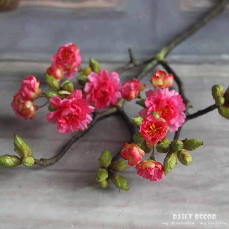 Hi-Q и высокая имитация искусственные цветки вишни, шелковых цветов сакуры, свадебные декоративные вишни 6 шт./лот