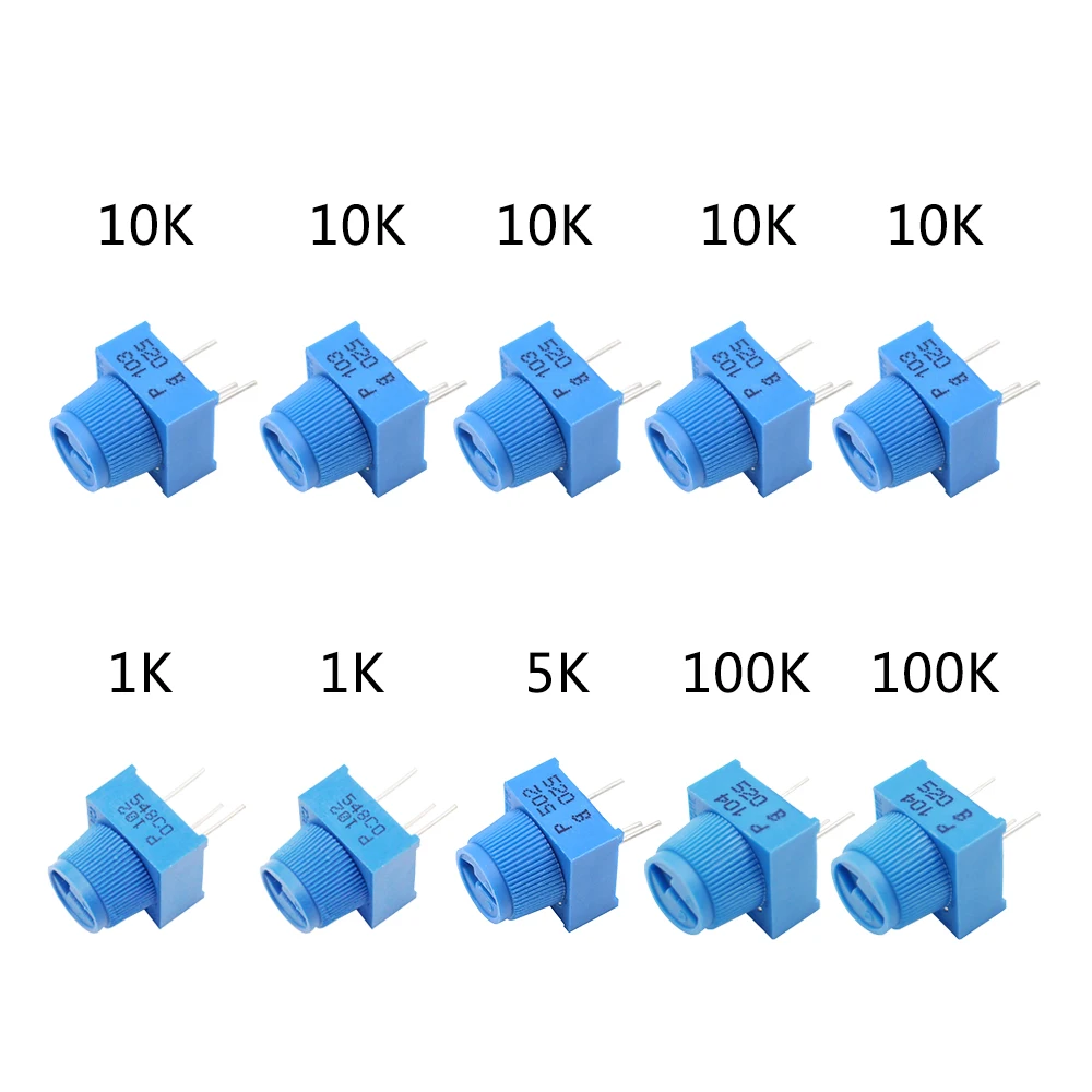 Комплект потенциометра MCIGICM 1K 5K 100K 10K Ом макетная плата обшивка с ручкой для
