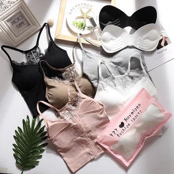 

Beauty Back Seamless Padded Top Summer Tank Top Women Sexy Lace Camisole
