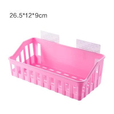 Пластиковая стойка для хранения в ванной, на кухне, самоклеящаяся полка для хранения на стене, стойка для ванной комнаты, держатель для мелочей, 5 цветов - Цвет: Розовый