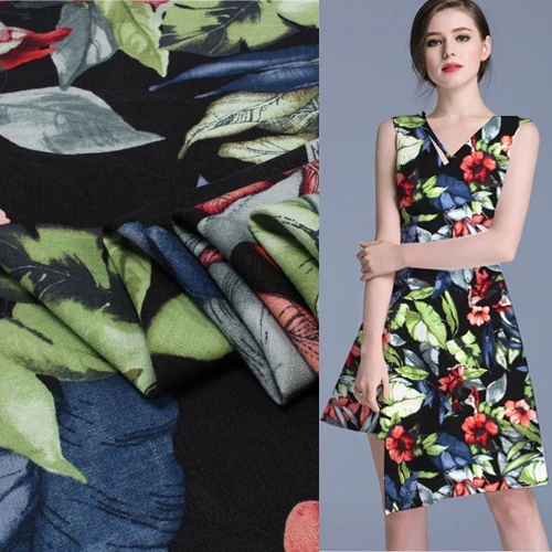 

Plant design floral and leaves print spun silk fabric pure silk fabric,SRS065