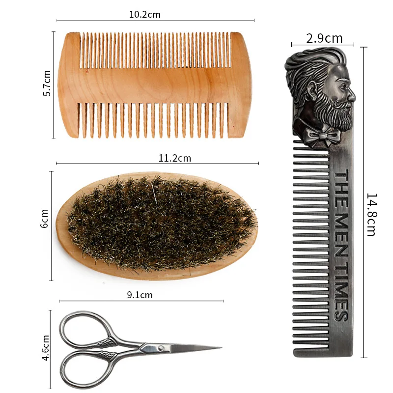 Мужской набор для укладки бороды, расческа-ножницы, щетка для бритья для мужчин, обрезка волос, парикмахерские стильные аксессуары определенной формы, удобные косметические инструменты