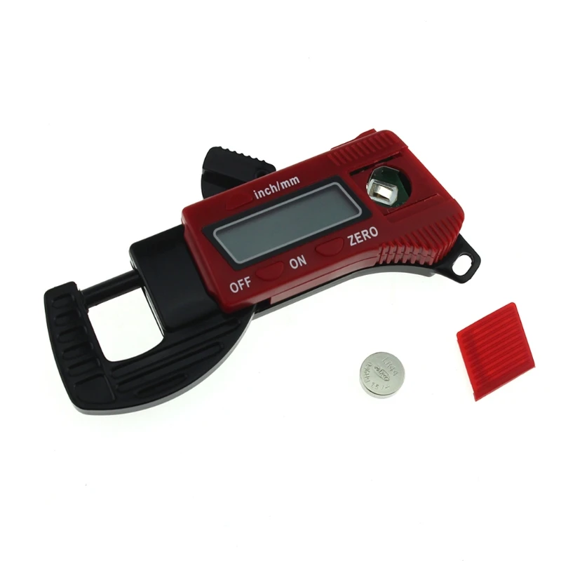 0-12,7 мм цифровой электронный ЖК-экран для обнаружения толщины двери автомобиля, толщина штангенциркуля, красный микрометр из углеродного волокна
