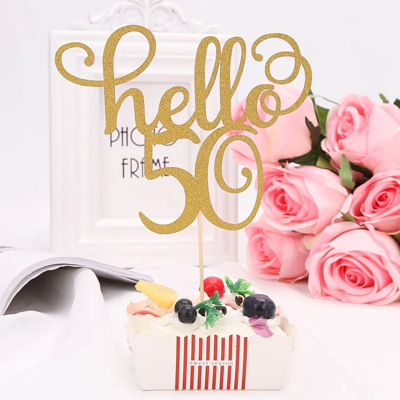 

1pc Glitter Hello 21,30,40,50,60 Cake Topper Thirty Birthday Topper Party Cake Decoration