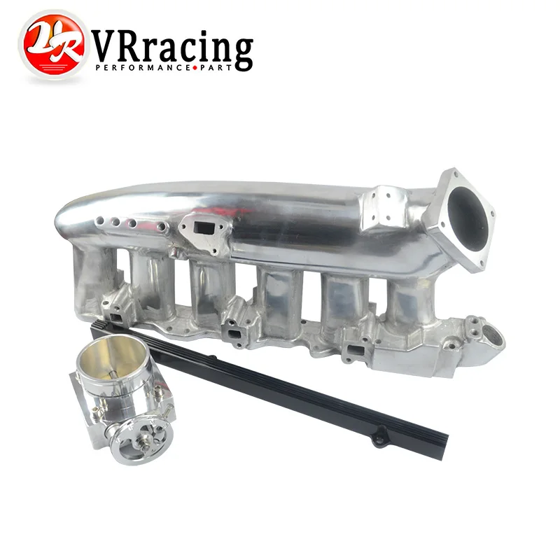 VR RACING NEW FOR R32 R33 R34 RB25DET Polished Intake Manifold 80MM Throttle Body RB25DET Fuel