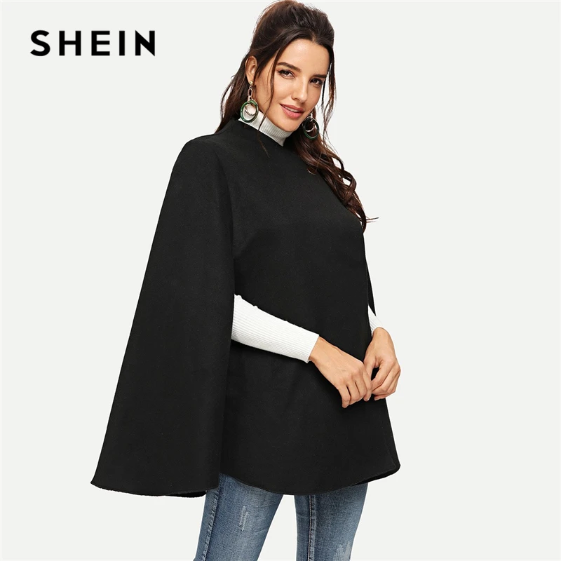 SHEIN Пальто Пончо С Длинны Рукавом Стильное Оригинального Кроя|Пальто| |