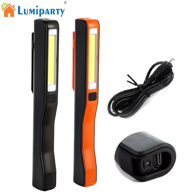 Portable COB LED Work Inspection Light USB Rechargeable Flashlight