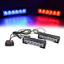 Красный и синий 2×4 2×6 светодиодный автомобилей Strobe Light Авто Передняя решетка Flash Предупреждение света высокой Мощность внимание сигнальная лампа DC12V