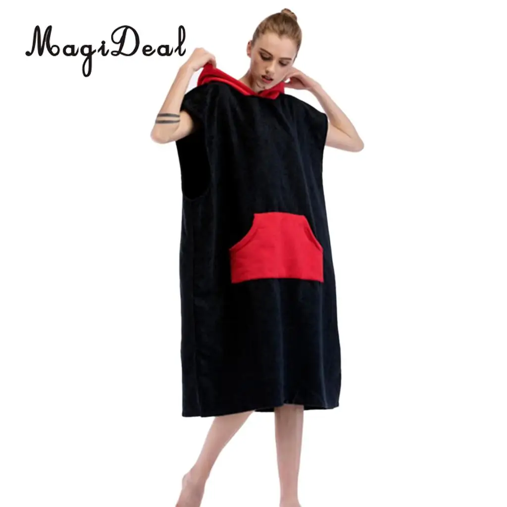 MagiDeal Newest Perfeclan Water Sports Surfing Equipment Unisex Surf Beach Hood Poncho Towel Wetsuit Changing Robe & Pocket 