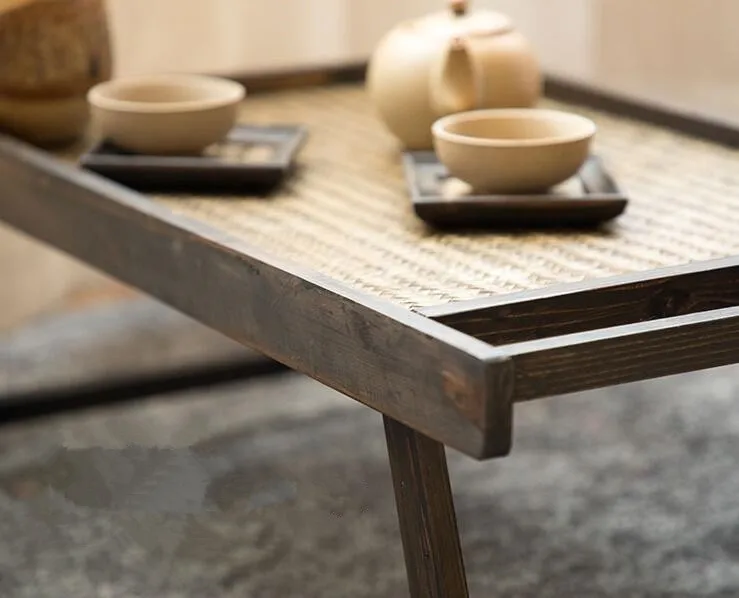 Portable Bamboo&Wood Foldable Breakfast Table Laptop Desk Bed Serving Tray TV Table Asain Style Low Tea Table Furniture Folding