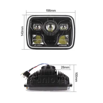 

WHDZ 1pcs Diecast Aluminum Square 7 X 6Inch LED Headlights with High & Low Beam Running Light Projector for Jeep Cherokee Trucks