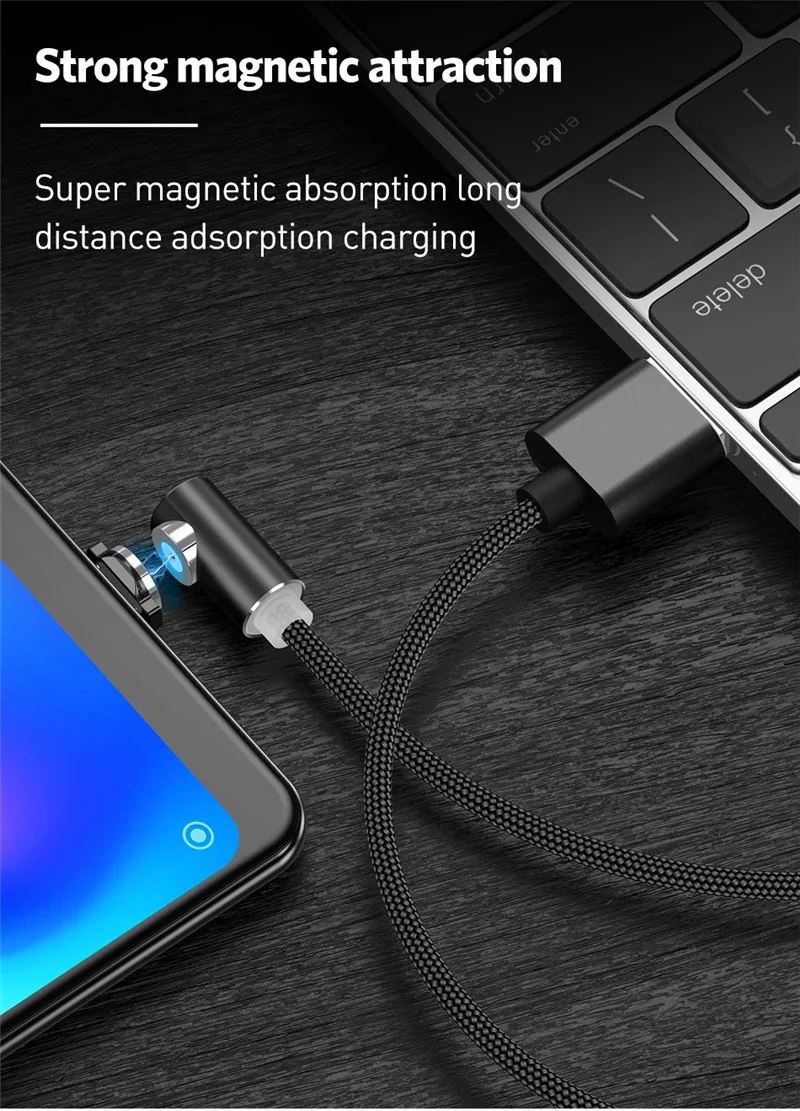 Moskado локоть Magentics кабель быстрой зарядки для Android Micro usb type-C магнит зарядное устройство Шнур для iphone ios