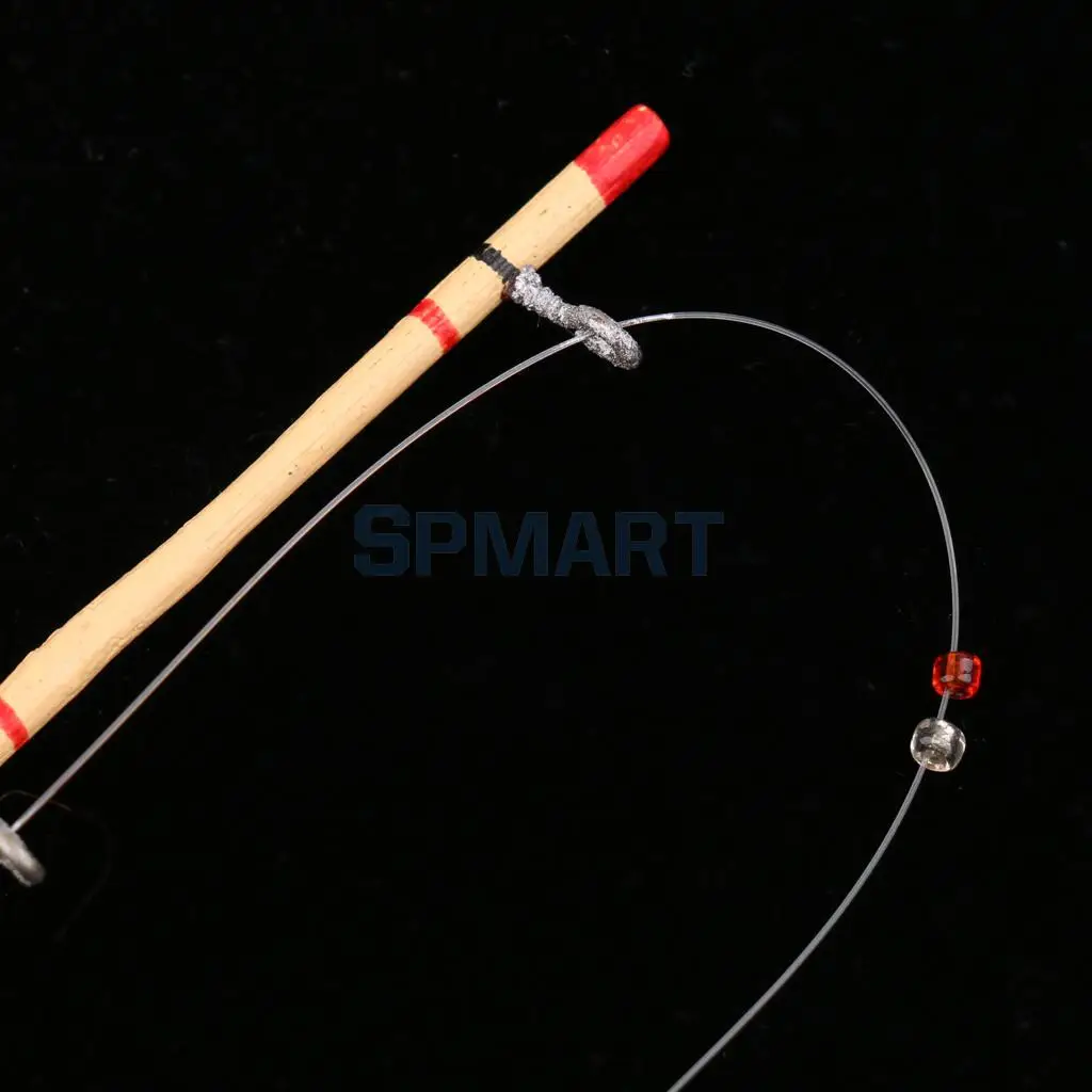 1/12 Scale Dollhouse Miniature Fishing Rod Pole Fishing Tool Model Toy for 12th Dolls House Decoration Accessories
