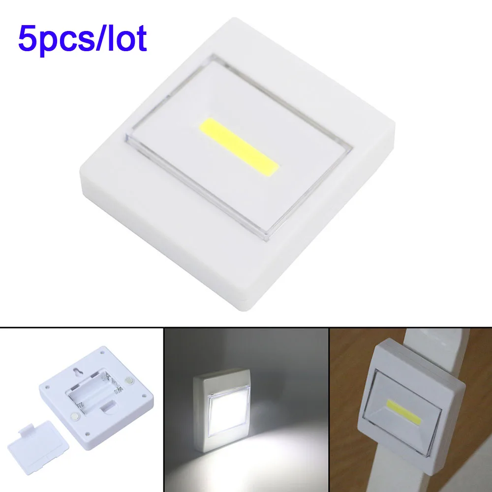 

5pcs/lot COB LED Switch night light Wall NightLight Lamp 4*AAA Battery Operated with Switch Magic Tape for children's room