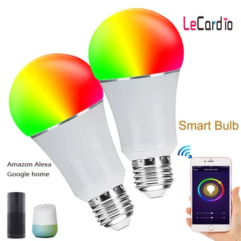 

2PC LED RGB Light Bulb Multicolor Dimmable Smart Home WiFi Light Bulb Party Lamp Compatible With Alexa And Google Assistant