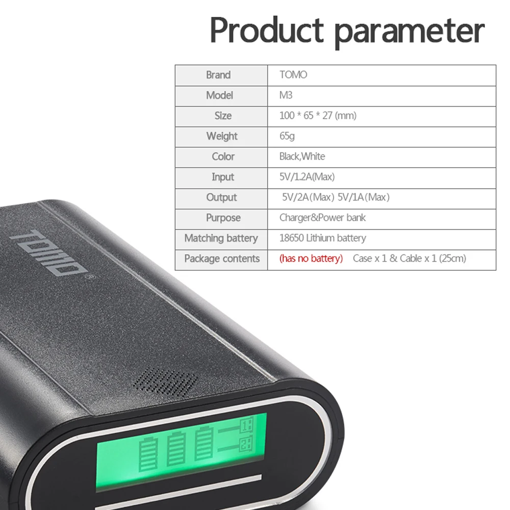 TOMO M3 3*18650 зарядное устройство внешний USB аккумулятор с интеллектуальным ЖК