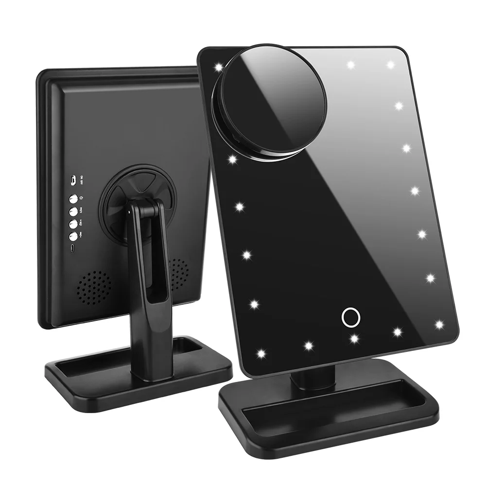 Espelho de Maquiagem Espelho de Vaidade Espelho de Ampliação Ajustável com 10x Bluetooth Alto-falante Leds Luzes Mesa Compõem Comestic 20 14 ajustável com 10x espelho de ampliação