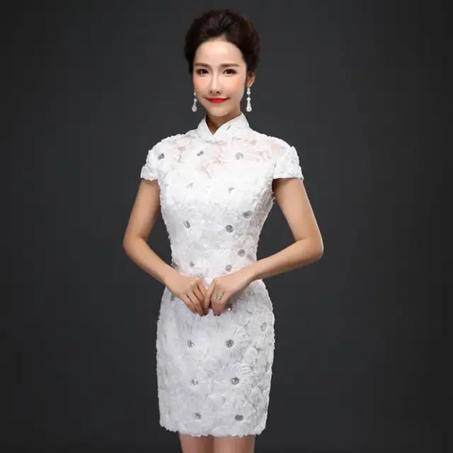 2016 moda chino tradicional vestido de novia blanco encaje moderno