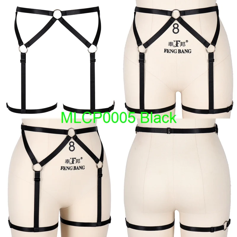 Ленточная подвязка ремень черный Для женщин портупея бюстгальтер в стиле готик-панк пояс настроить плюс Размеры аксессуары для нижнего белья модные рейв - Цвет: MLCP0005Black