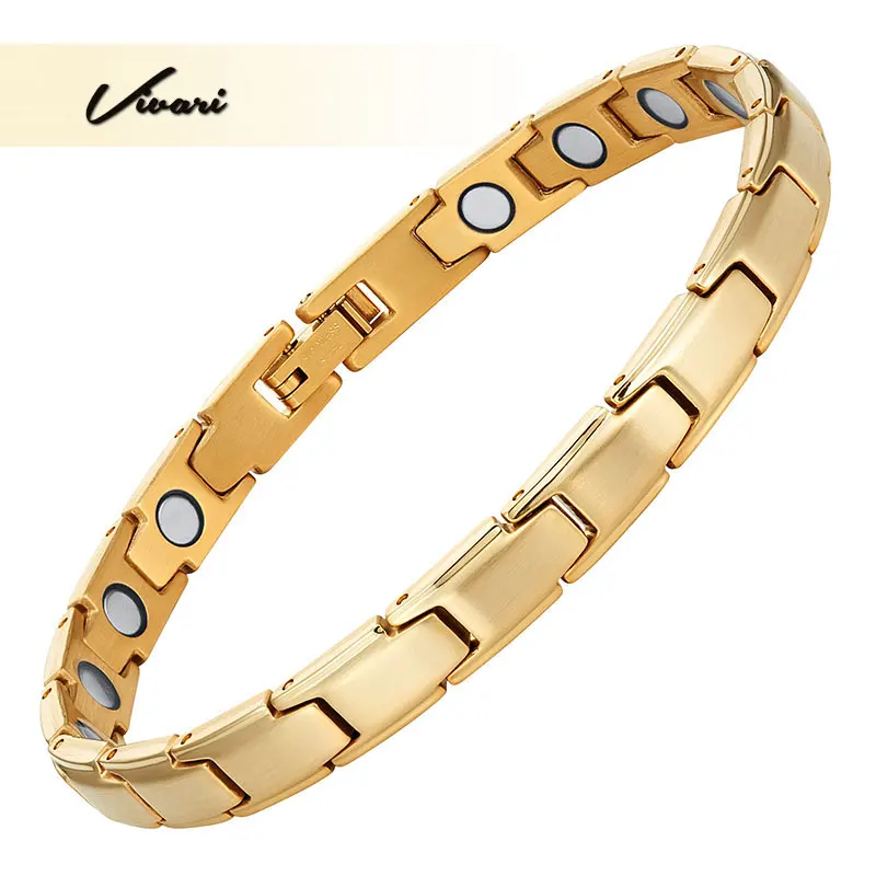 Vivari роскошный Магнитный золотой браслет из нержавеющей стали женские ювелирные изделия Целительный браслет женский шарм