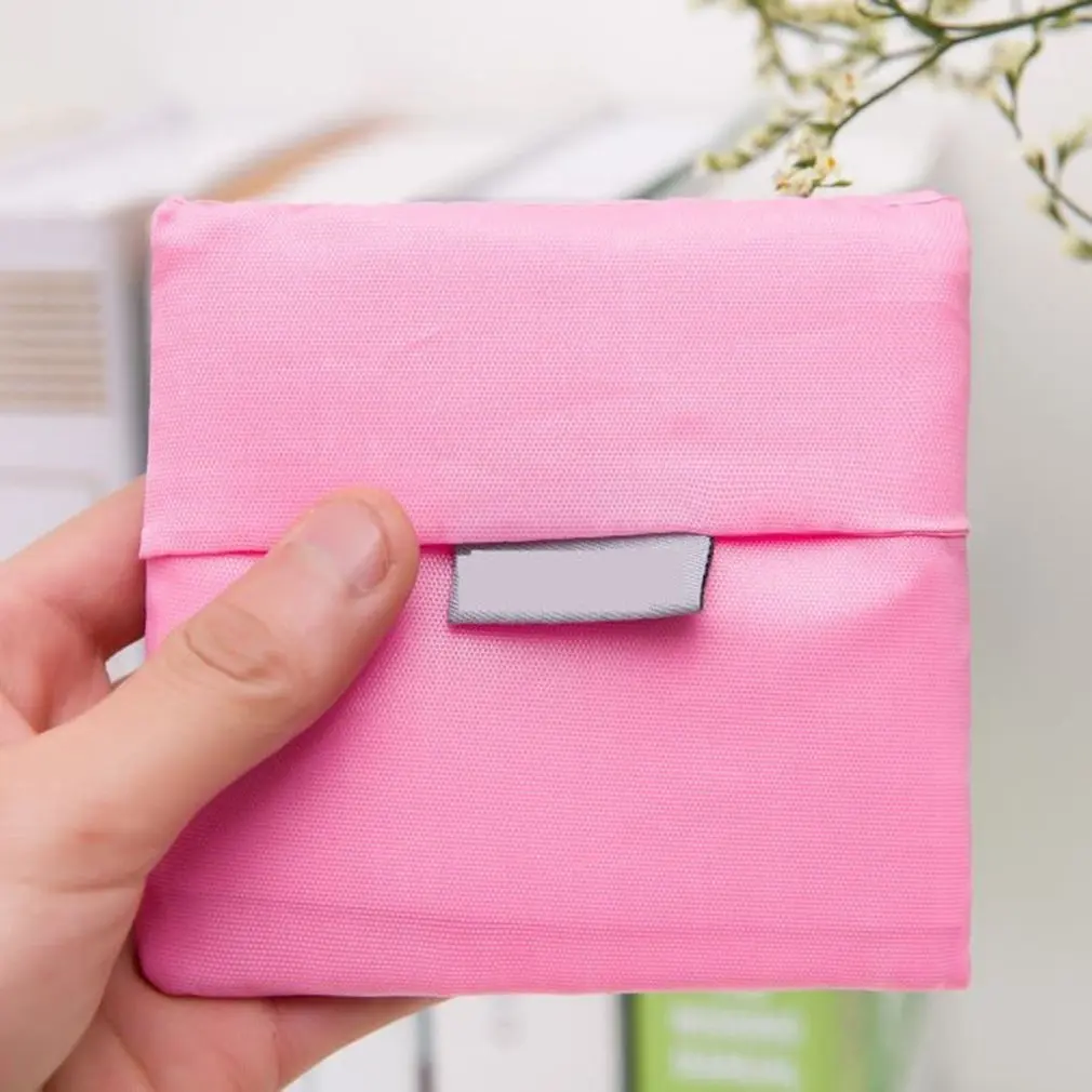 Компактный размер сплошной цвет Складная ткань оксфорд хозяйственная сумка Экологичная многоразовая переносная сумка для продуктов - Цвет: Розовый