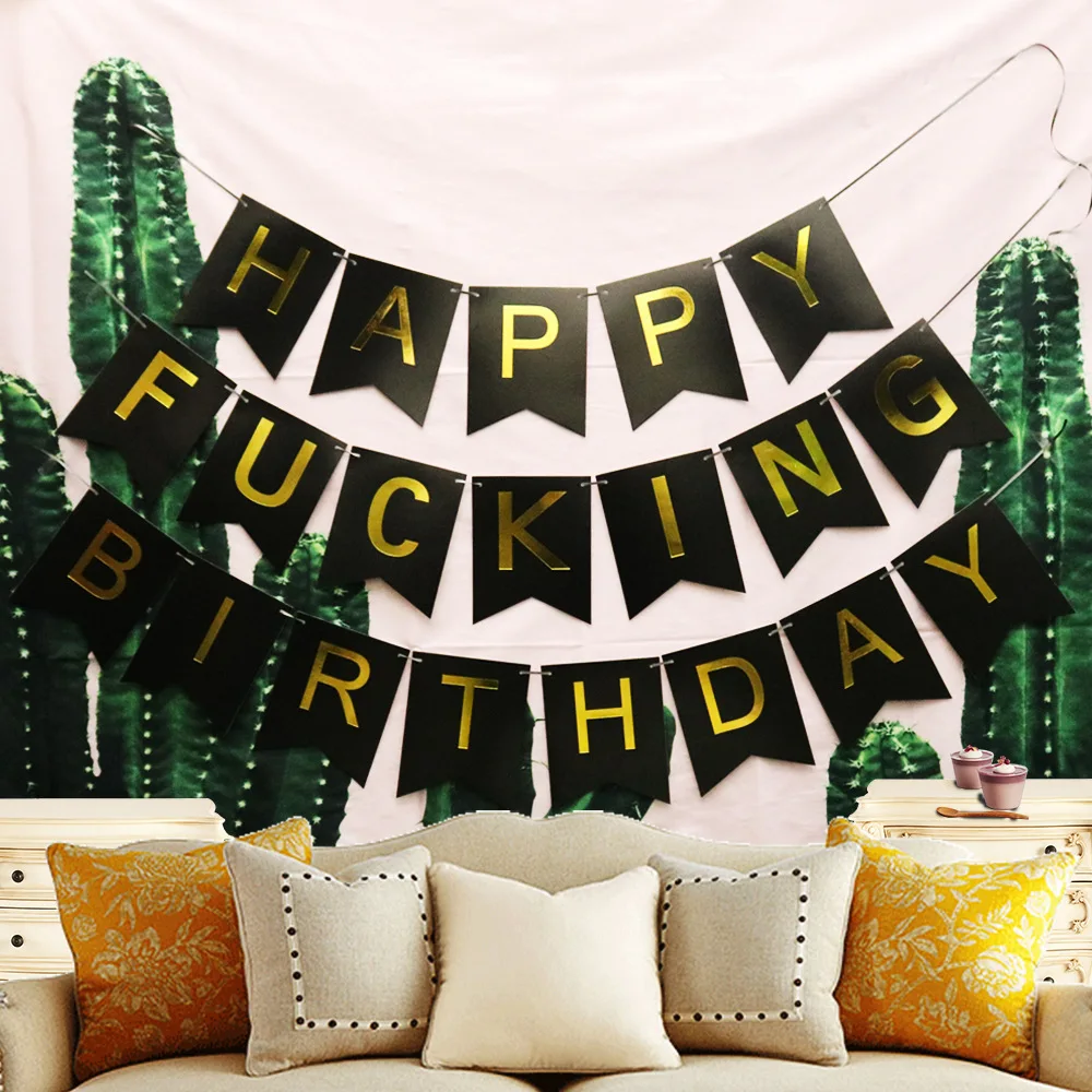 

Funny Happy Fucking Birthday Bunting Garland Banners Flags Banner Boy Girl Baby Shower Decoration Birthday Party Supplies Decor