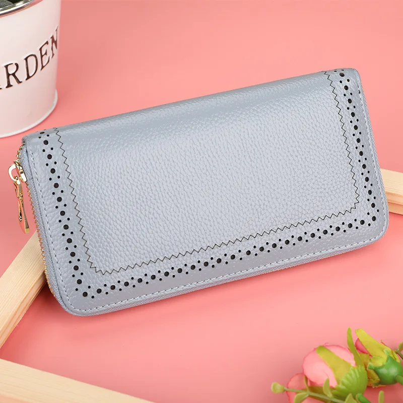 

Genuine Leather Wallet Women Luxury Brand Coin Purse Ladies Long Zipper Wallets Cell Phone Wallet Female Card Holder Wallets