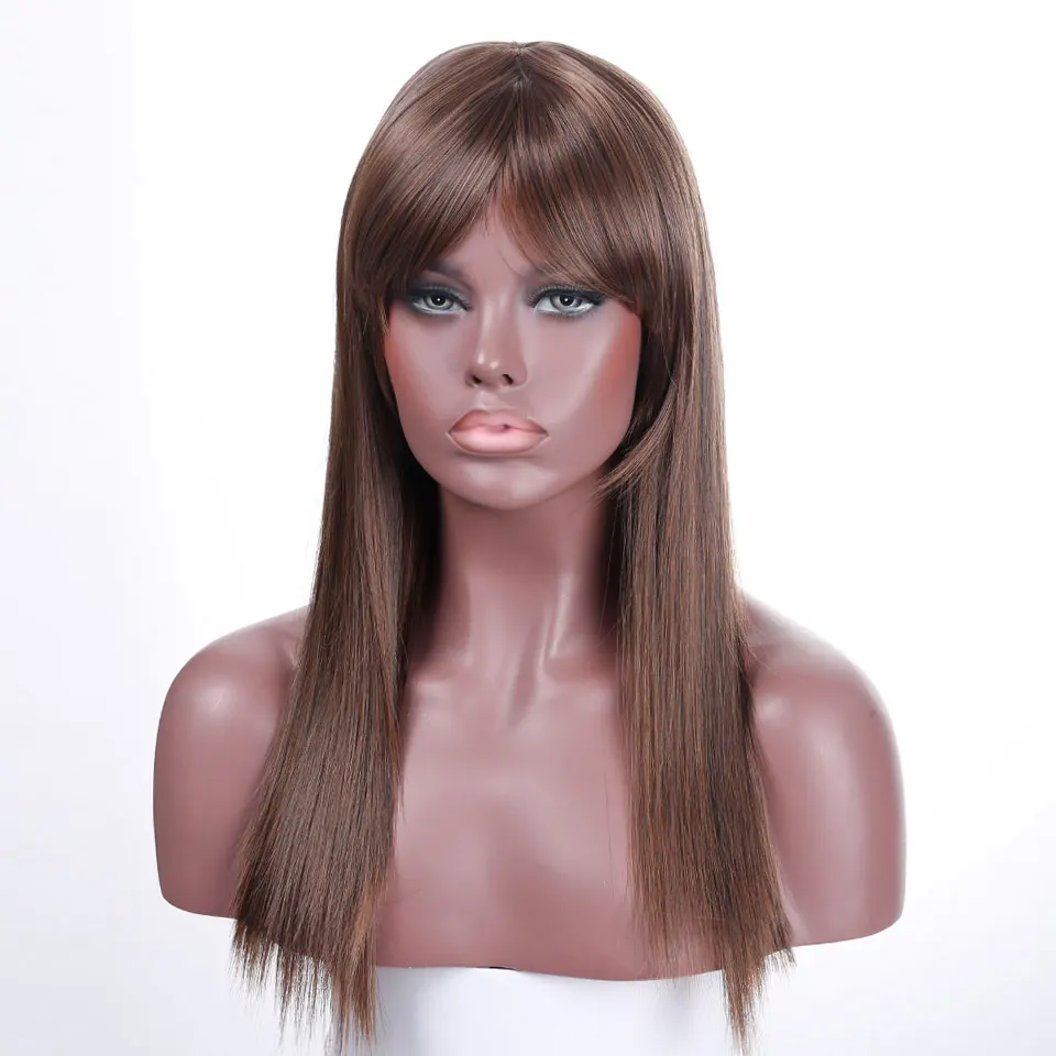 

Synthetic Lady's Heat Resistant Long Straight Black Hair Wig Costume Cosplay Party Women Flat Bangs Hairpiece WTB