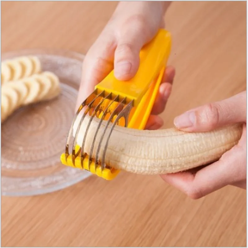 

Stainless Steel Banana Cutter Fruit Vegetable Sausage Slicer Salad Sundaes Tools Cooking Tools Kitchen Accessories Gadgets