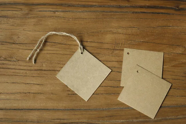 Квадратная карточка в простом стиле, Упаковка из 20 штук, открытка с надписью, 7X7 см, крафт-бумага, без шнуровки