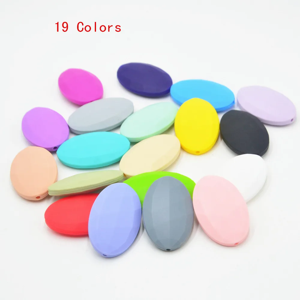 50pcs Flat oval Silicone Beads for Teething Necklace silicone loose