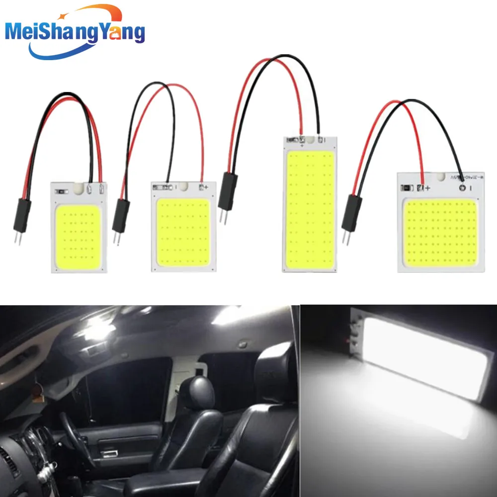 

2Pcs Panel Led C5W Festoon BA9S T4W T10 Adapter Dome Reading Light Map Lamp COB Chips Car Interior Lights 12V White Auto Bulbs