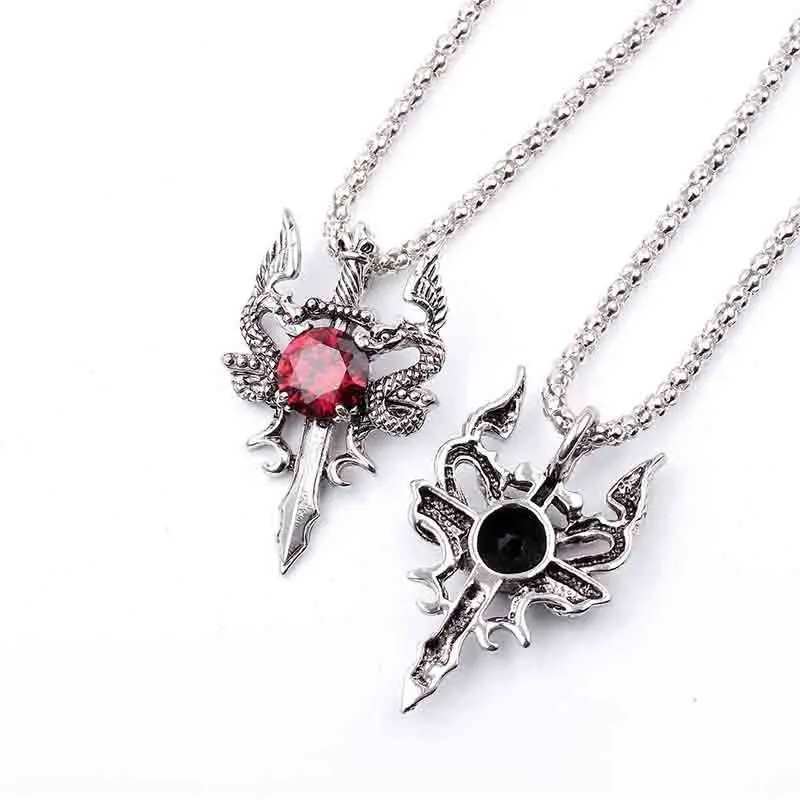 Details about   Men's Double Chinese Dragon Cross Pendant Necklace Jewelry Retro Stainless Steel 