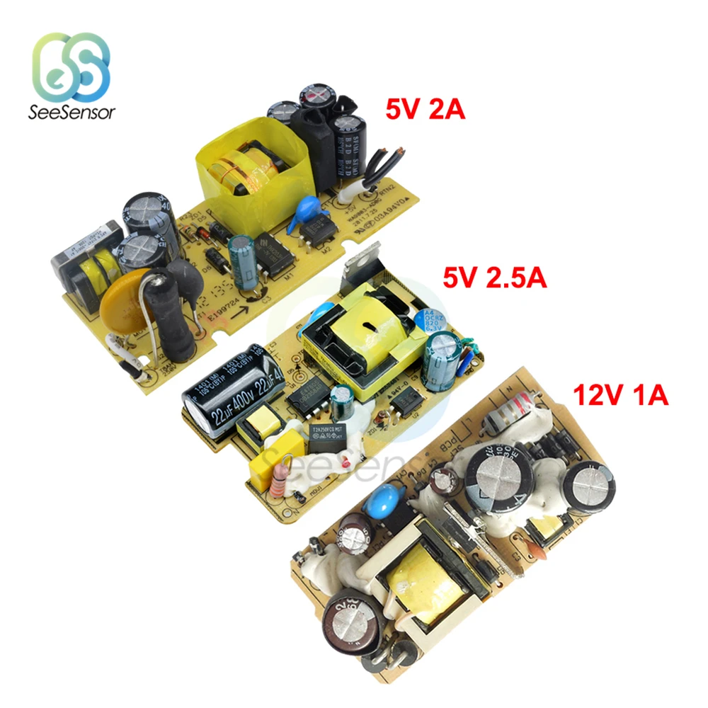 

AC-DC AC 100V-240V to DC 5V 2A/2.5A 12V 1A Switching Power Supply Module Switch Overvoltage Overcurrent Short Circuit Protection