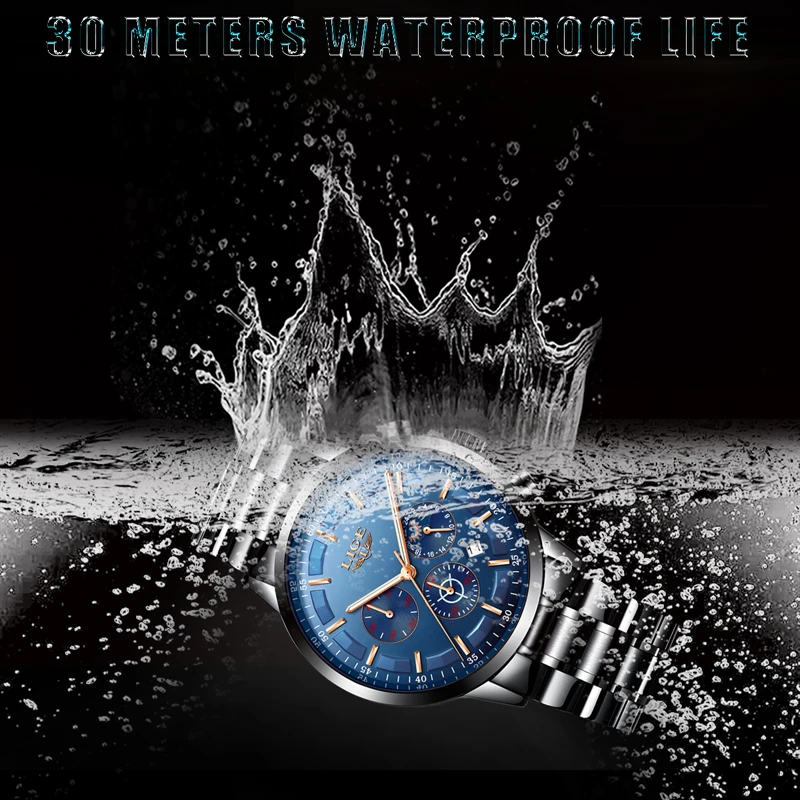 LIGE Mens Watches Top Brand Luxury Men's Sports Military Watch Men's Stainless Steel Waterproof Quartz Watch Relogio Masculino