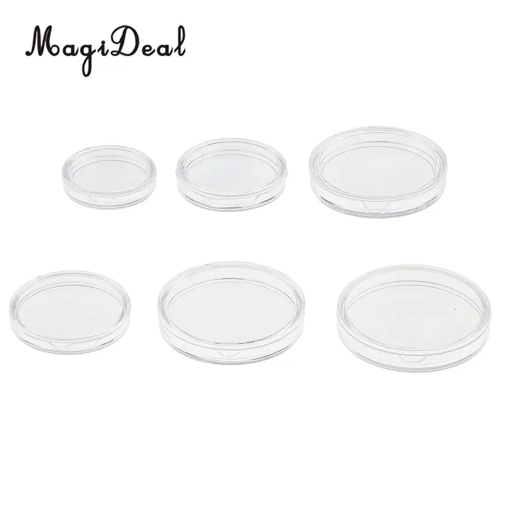 300pcs Clear Round Coin Capsule Container Storage Holder Case 19/22/28mm