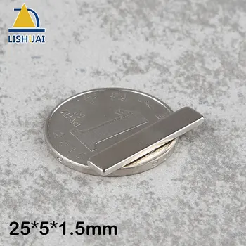 

LISHUAI 50pcs 25x5x1.5 mm Strong Block Cuboid Fridge Magnets Rare Earth Neodymium Bulk Sheet Mini Small Disc Magnetic Materials