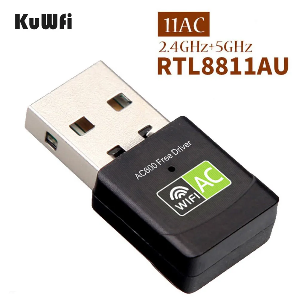 KuWfi Бесплатный драйвер беспроводной USB Wifi адаптер 600 Мбит/с USB Ethernet 2,4G 5G Двухдиапазонная Wi-Fi Сетевая Карта 802.11n/g/a/ac