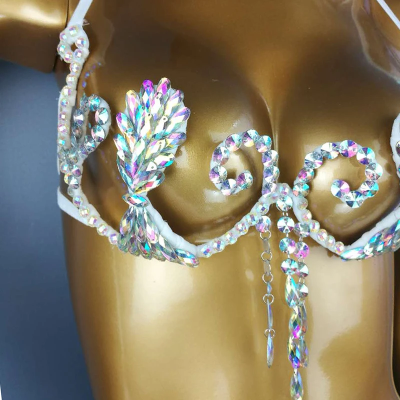Samba Carnival Bra Rainbow Royal blue Stone Belly dancing WIRE BRA BB004