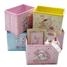 Foldable Cartoon Cosmetic Storage Box Bedroom Jewelry Makeup Key Office Articles Organizer Dormitory Sundries Container