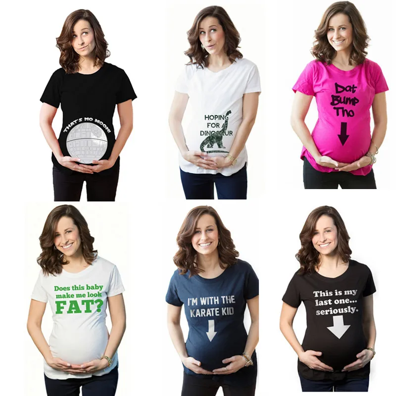 

Summer Letter Print Pregnant Maternity T Shirts Shorts Casual Funny Pregnancy Clothes For Pregnant Women Marternity Clothing