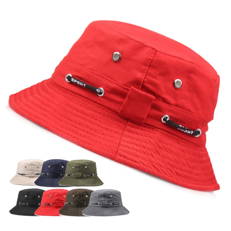 2018 Bucket Hats Drawstring Pattern Unisex Women Men Sun Hats Summer