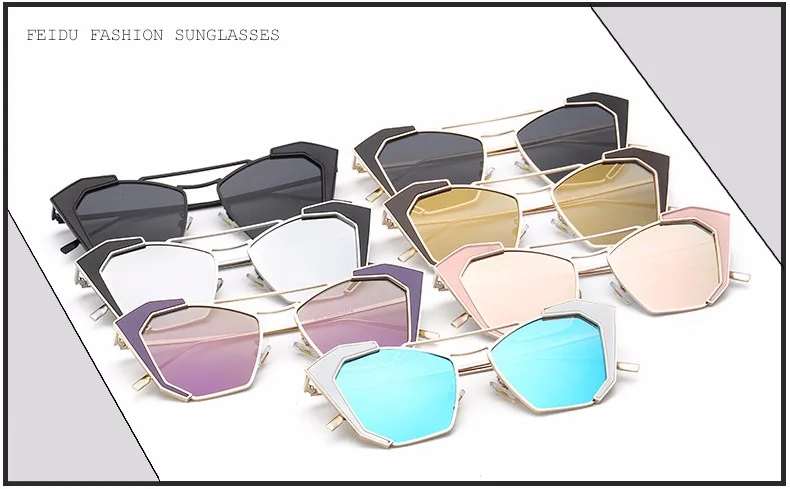 FEIDU ретро овальные Солнцезащитные очки женские брендовые дизайнерские винтажные модные зеркальные солнцезащитные очки без оправы Oculos De Sol Feminino